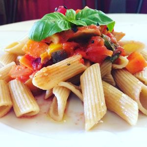 Penne com ratatouille at Fortuna Cafe in Sintra