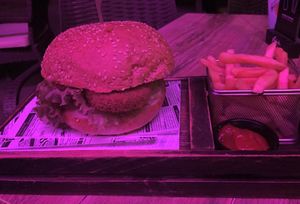 Veggie burger & fries  at Patrick's Pub in Maribor