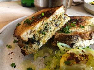 Chickpea chuna melt! at The Longhouse Cafe in Brighton