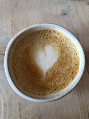 Soy latte - made with love. at The Longhouse Cafe in Brighton