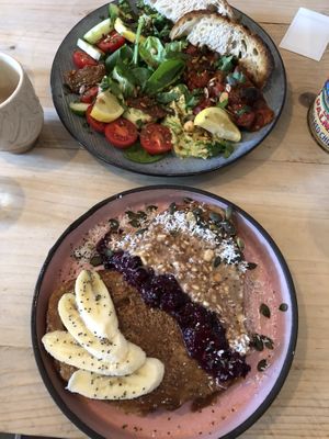 Mezze plate and heavenly delicious French toast. Highly recommended! at The Longhouse Cafe in Brighton