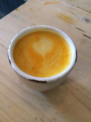 Very comforting golden milk! at The Longhouse Cafe in Brighton