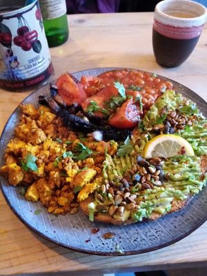 Full Breakfast at The Longhouse Cafe in Brighton