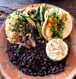 Vegan taco plate  at La Santisima  in Glendale