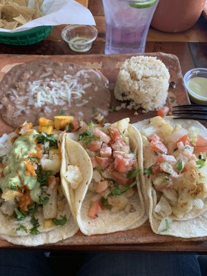 Cauliflower tacos make sure to say vegan or else they will put cheese on your beans  at La Santisima  in Glendale