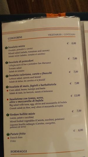 Menu at Vulnetia in Vernazza