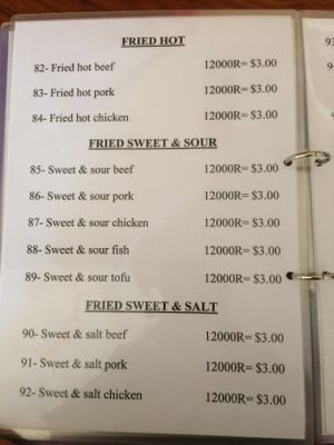 Menu at Riverside Hotel in Stung Treng