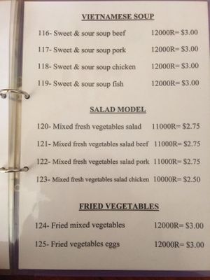Menu at Riverside Hotel in Stung Treng