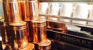 Copper drinking glasses. at Gather in Bath