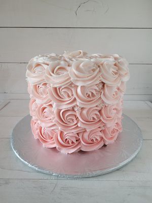 Ombre pink rose swirl cake at Positively Frosted in Scottsdale