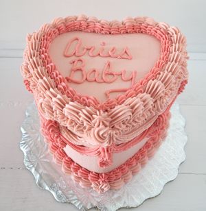 Heart shaped vintage birthday cake at Positively Frosted in Scottsdale