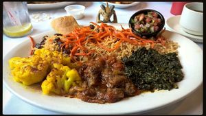 roxana's vegetarian plate (modified to be vegan) at Roxana's Restaurant in Merrillville