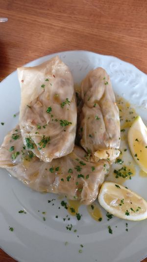 Salmades, stuffed cabbage rolls at Olive Oil & Butter Kafe in Kingsville