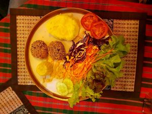 vegan black bean patties feast at The Social Salad in Hua Hin