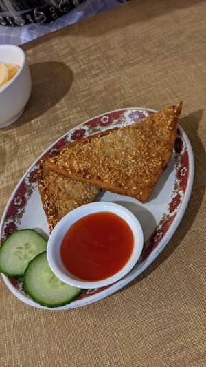 Sesame prawn at Vegie Bowl in Springvale