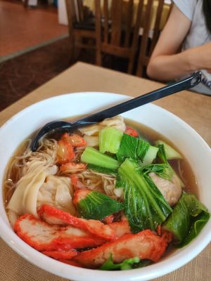 Wonton noddle soup at Vegie Bowl in Springvale