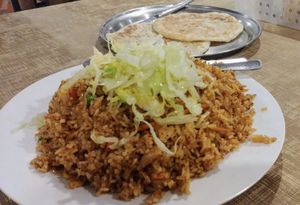 Nasi goreng and roti at Vegie Bowl in Springvale