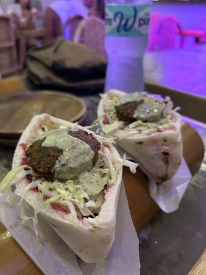 Vegan pita with hummus and falafel  at Happiness in El Nido