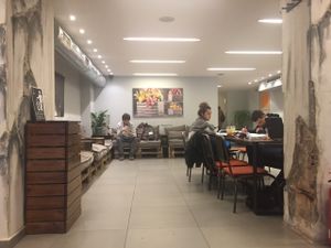 Cool seating  at JOIN Juice Bars - Paleon Patron Germanou in Thessaloniki