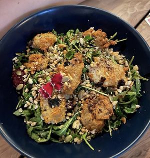 My favourite, chicken camembert kale salad with boysenberries!!  at The Botanist in Wellington