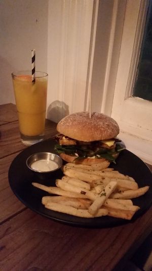 The Native Burger ~ Great Pineapple Salsa & Vegan Aioli! at The Botanist in Wellington