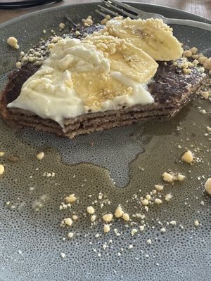The banana pancakes with vegan mascarpone & biscuit crumble  at The Botanist in Wellington