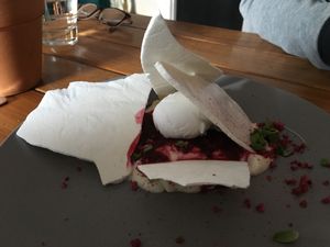Lemon posset with meringue (vegan) at The Botanist in Wellington