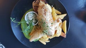 Banana blossom 'fish' and 'chips' at The Botanist in Wellington