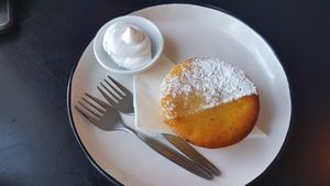 Mango muffin with coconut cream at The Botanist in Wellington