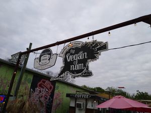 Sign at The Vegan Nom - E Cesar Chavez  in Austin