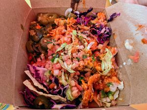 Birdie Sanders nachos. at The Vegan Nom - E Cesar Chavez  in Austin