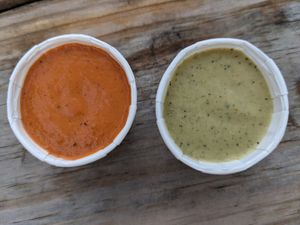 Free sauces at The Vegan Nom - E Cesar Chavez  in Austin