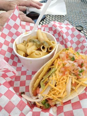 Mac + taco at The Vegan Nom - E Cesar Chavez  in Austin