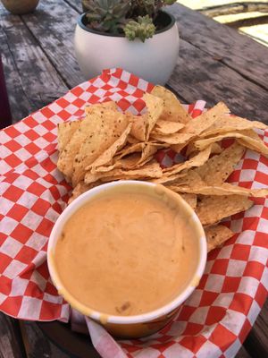 Chips and queso at The Vegan Nom - E Cesar Chavez  in Austin