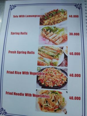 Menu at Mrs. Diep in Hoi An