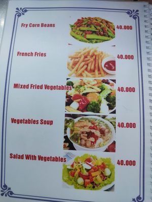 Menu at Mrs. Diep in Hoi An