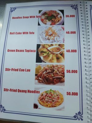 Menu at Mrs. Diep in Hoi An