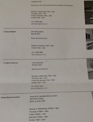 Has over 20 branches shops and in major stores. at Aesop in Crows Nest