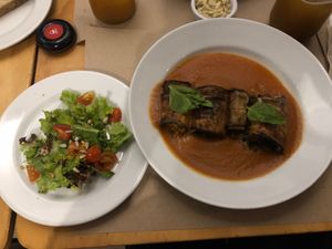 Rollantini de berenjena  at De/Raiz Cocina Café - Calle 65 in Bogota