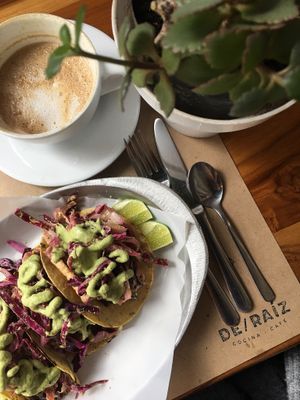 Those tacos were better than every non vegan I have ever had!  at De/Raiz Cocina Café - Calle 65 in Bogota