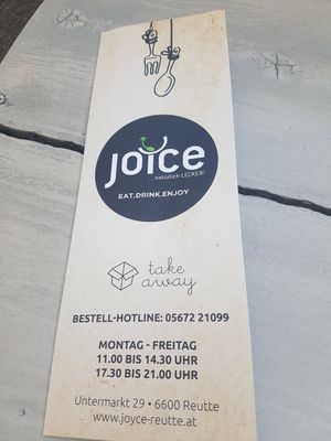 Speisekarte at Joyce in Reutte