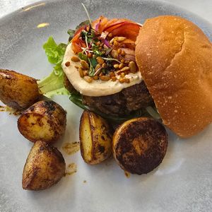 Lentil patty at The Therapist - LxFactory in Lisbon