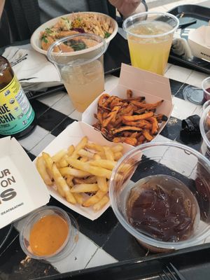 Fries, sauces and beverages at Beatnic - Williamsburg in Brooklyn