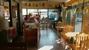 inside seating at Vegetarian Food Ratsamitham Foundation in Chiang Mai