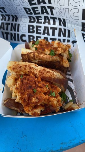 Vegan lobster roll  at Beatnic - Soho in New York City