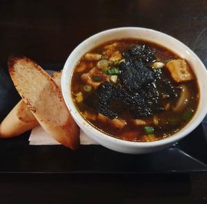 Vegan miso soup starter at Lime in Galway