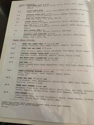 Vegan menu  at Lime in Galway