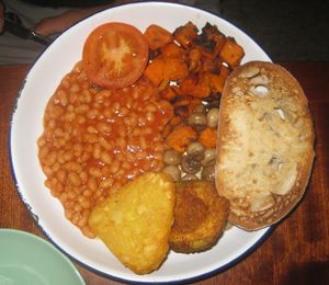 Full vegan breakfast at Trof NQ in Manchester