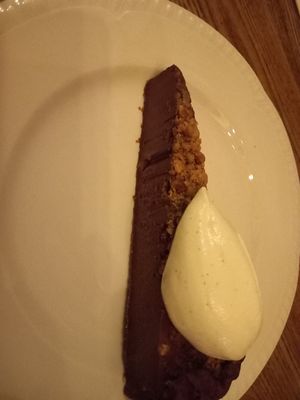 Chocolate orange tart. Vegan at Trof NQ in Manchester