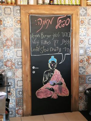 specials of the day... at Mauna - Vegan Kitchen in Mitzpe Ramon
